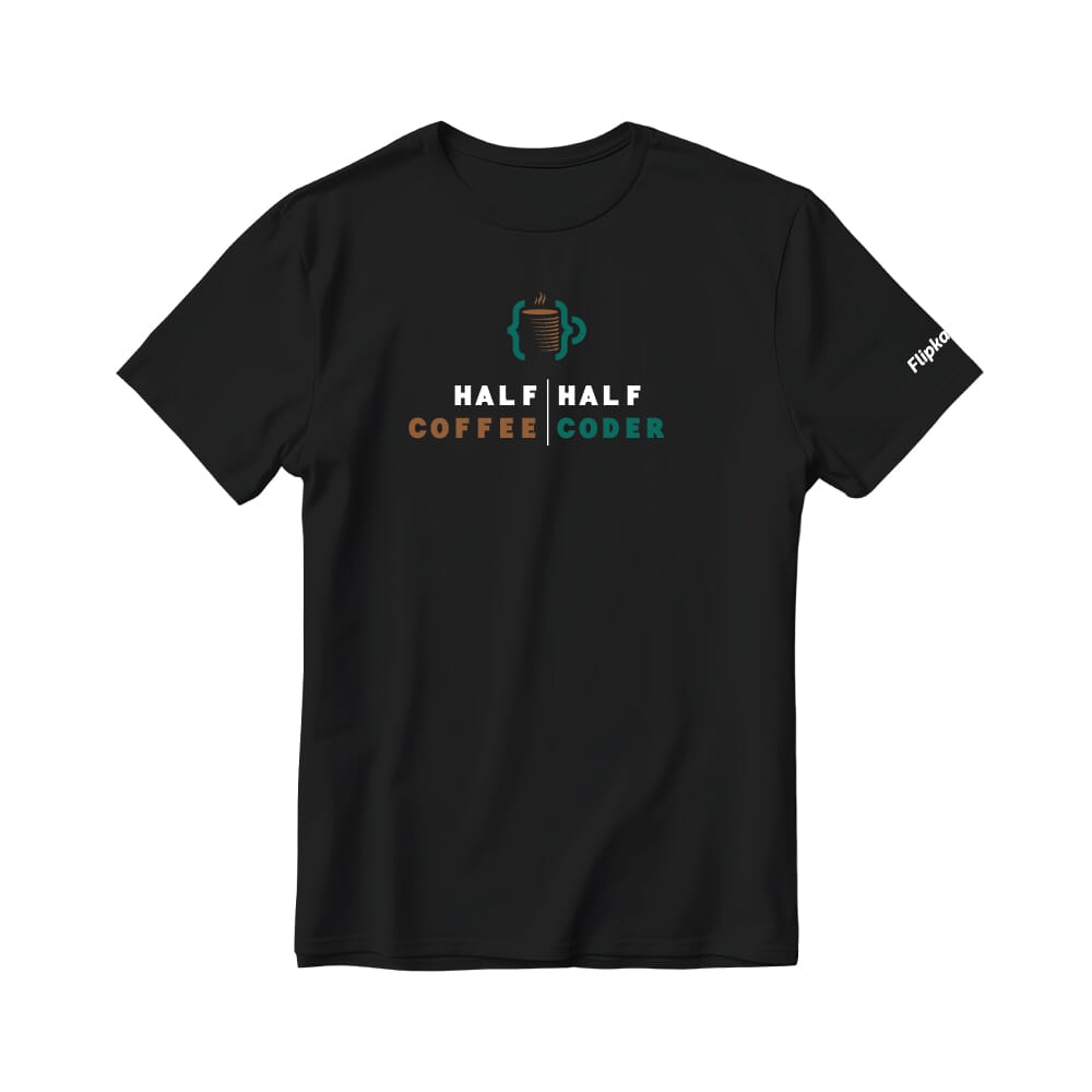 Half Half Coffee Coder Round Neck T-shirt - Black